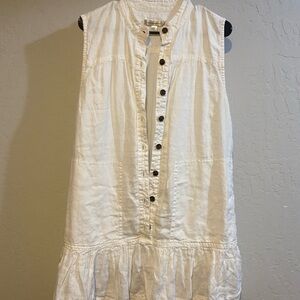 Sleeveless White Button-Down Dress